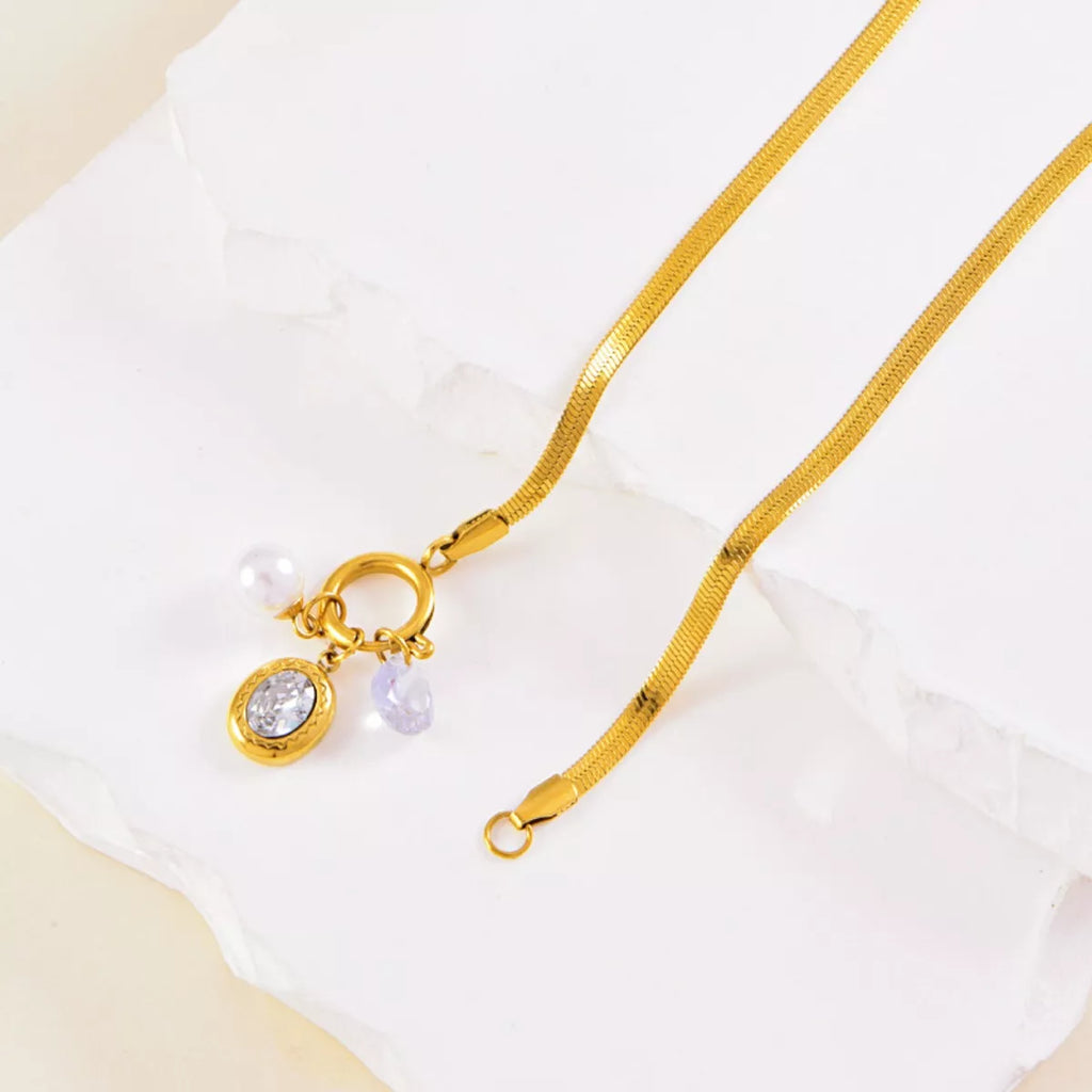 18K Gold-Plated Herringbone Chain Necklace