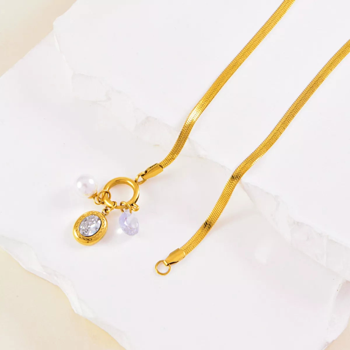 18K Gold-Plated Herringbone Chain Necklace