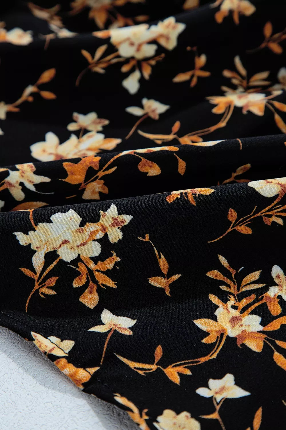 Floral Print Smocked Waist Long Sleeve Blouse