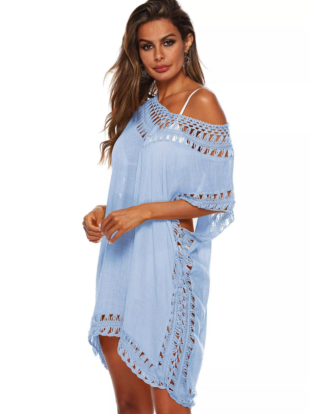 Crochet Trim V-Neck Cover-Up Dress