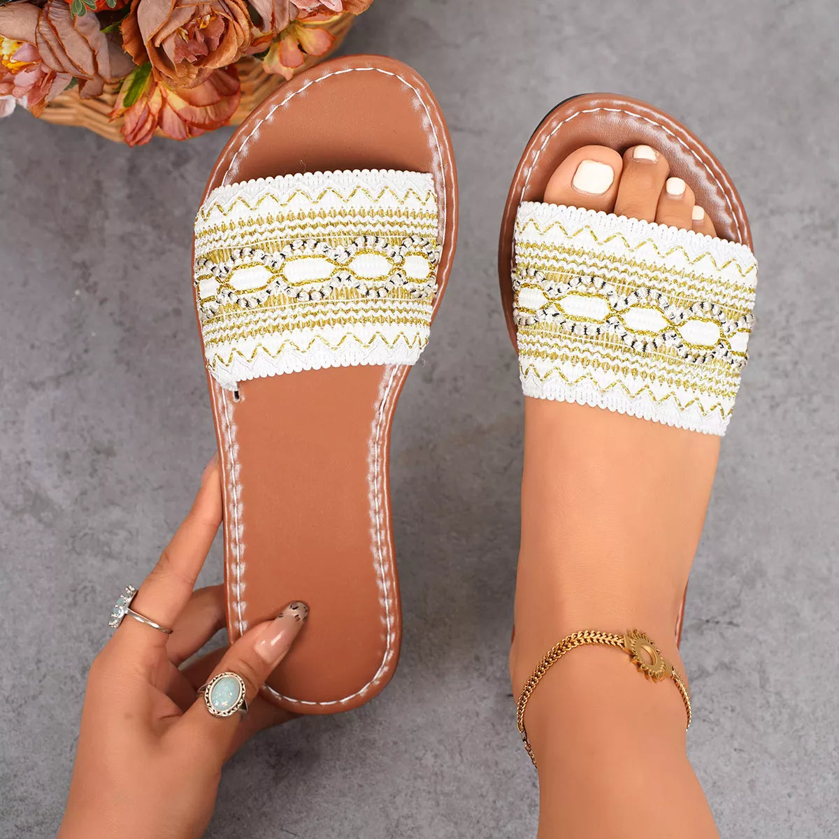 Open Toe Flat Sandals