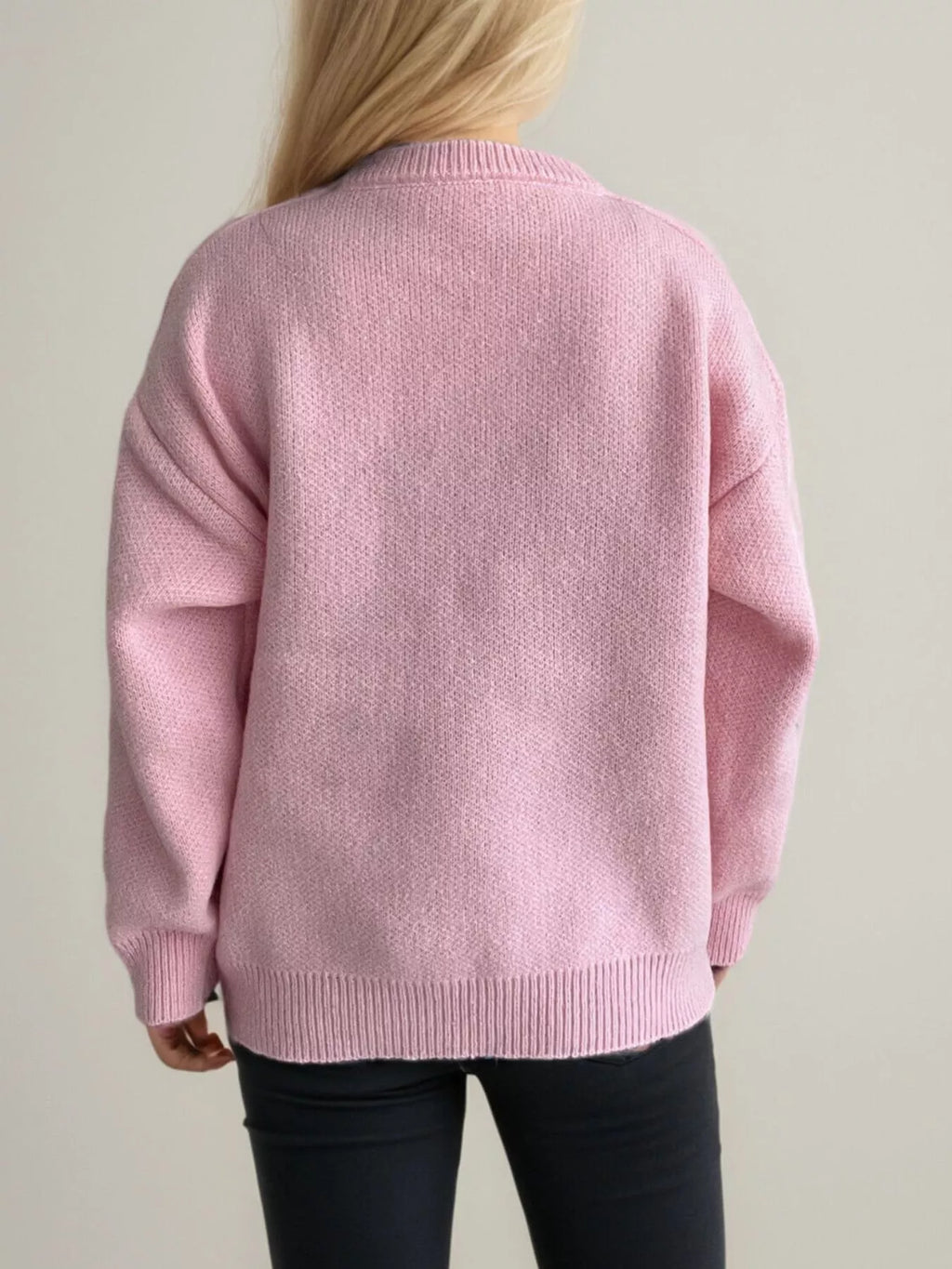 Cherry Pom-Pom Knit Round Neck Sweater