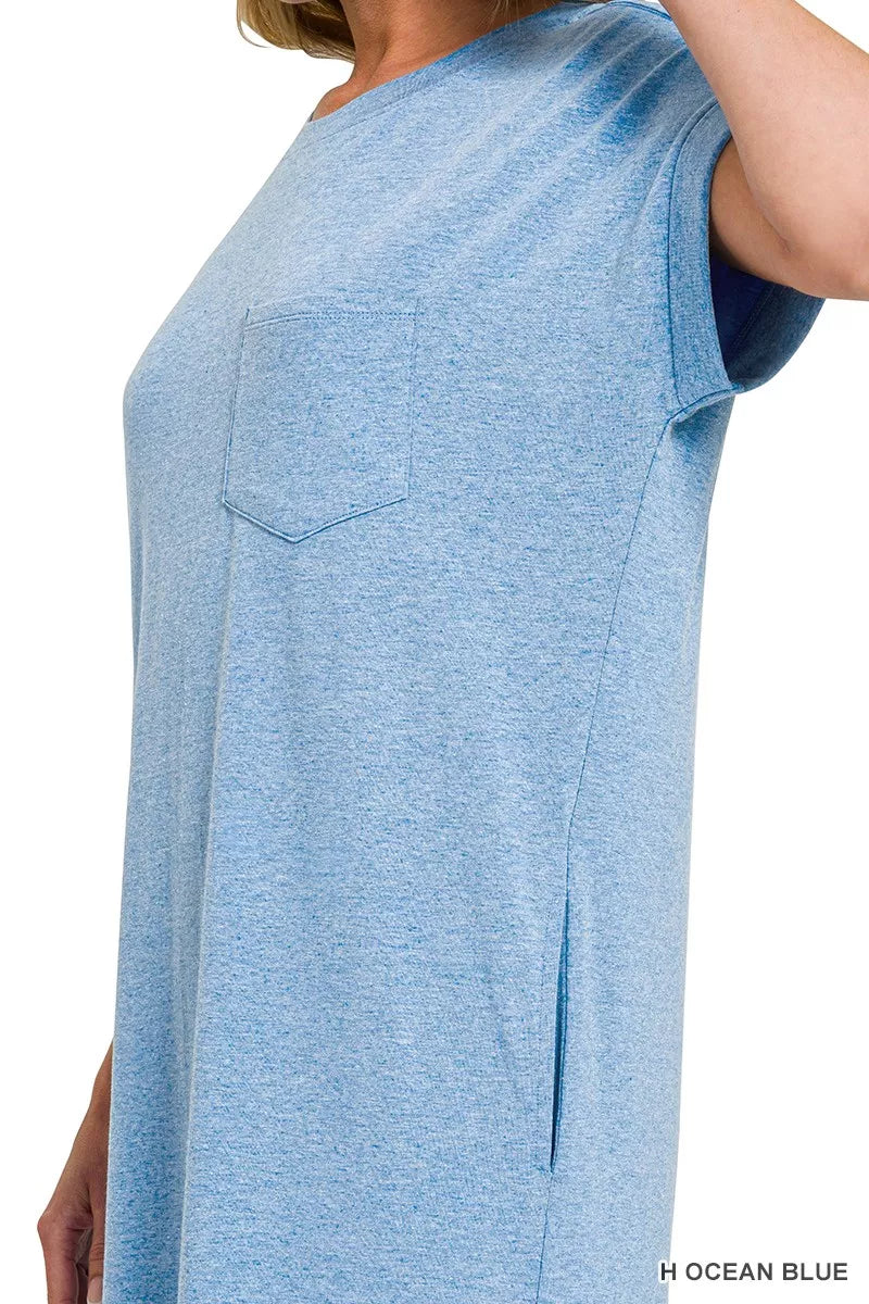 Zenana Round Neck Short Sleeve Midi Dress