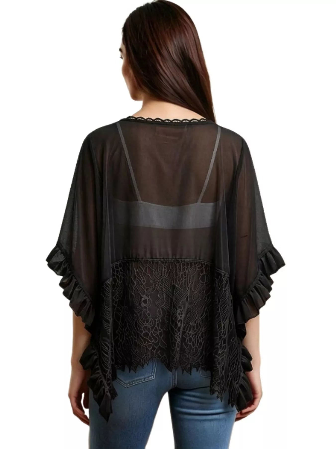 Lace Trim Flowy Cover-Up