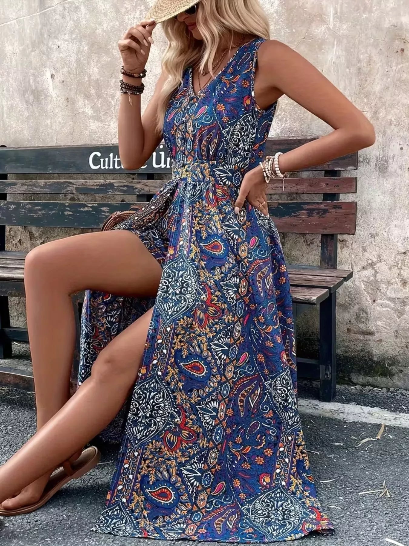 Paisley Print Sleeveless Romper