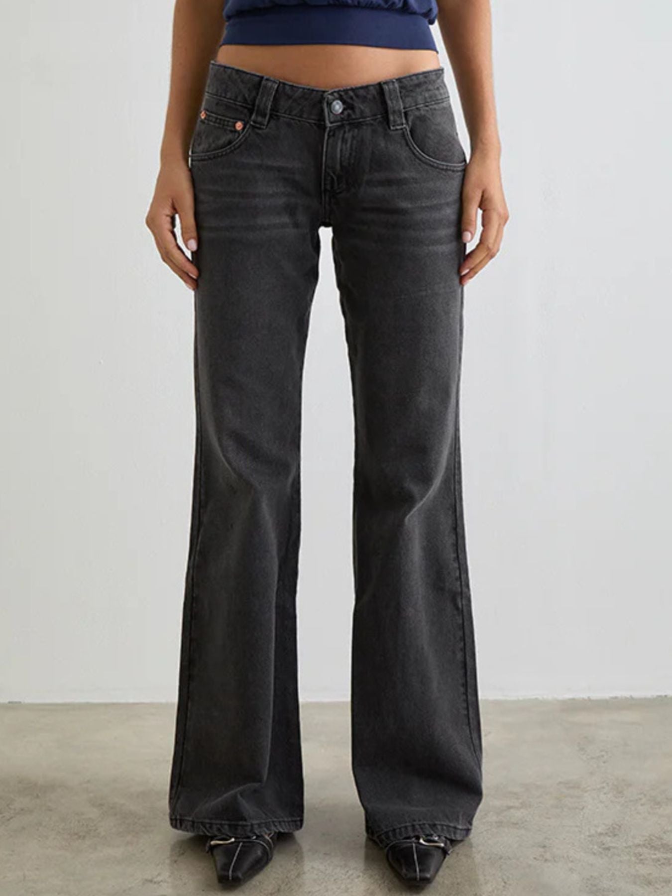 Low Rise Flare Leg Jeans