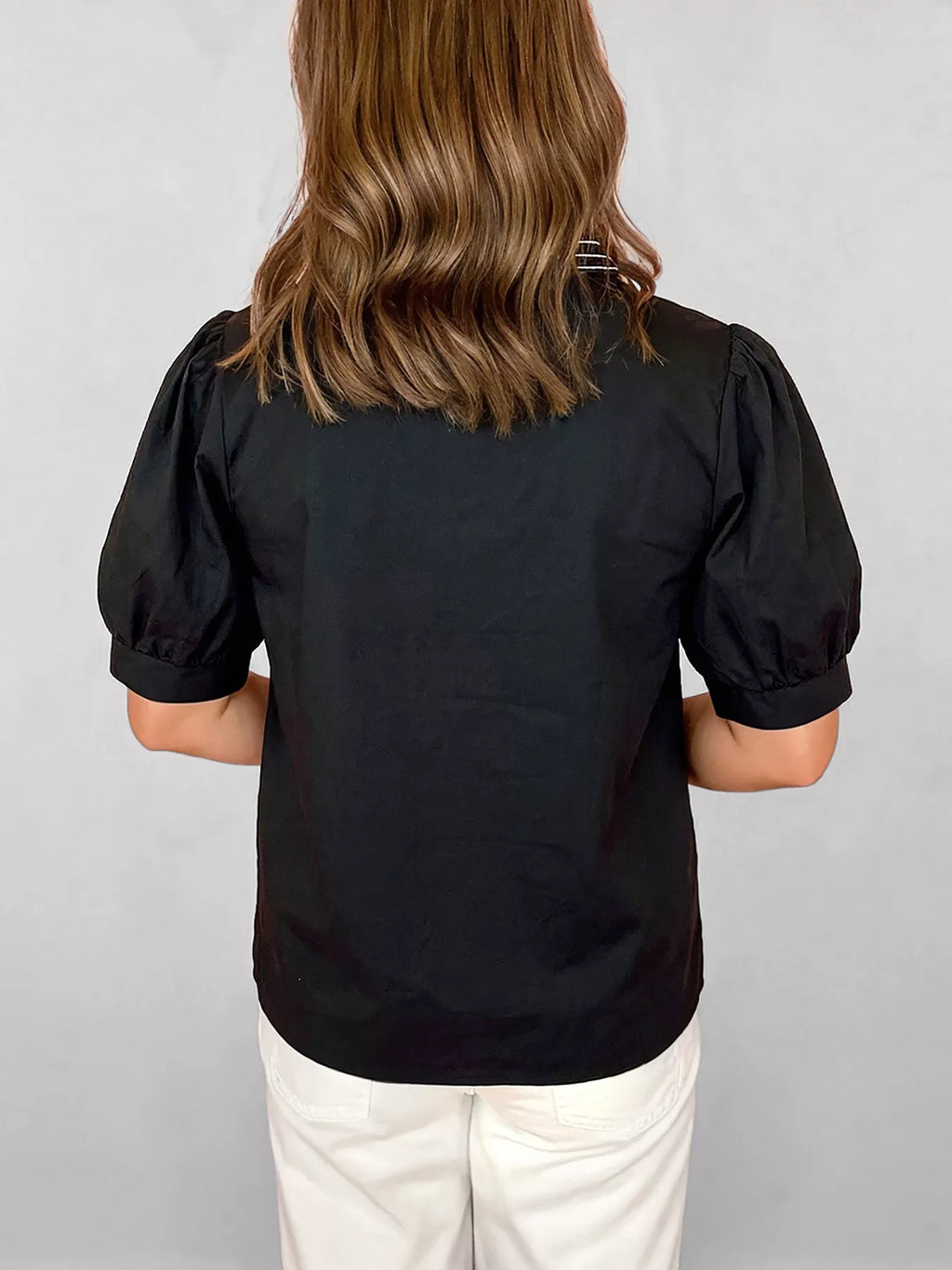 Notched Puff Sleeve Blouse