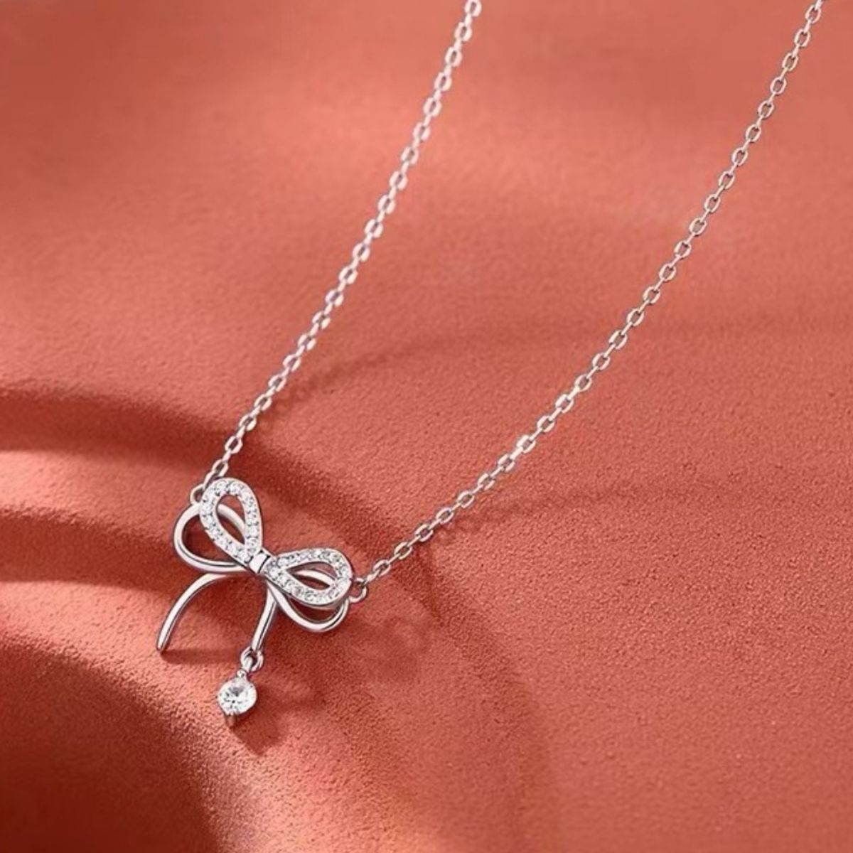 925 Sterling Silver Bowknot Pendant Necklace