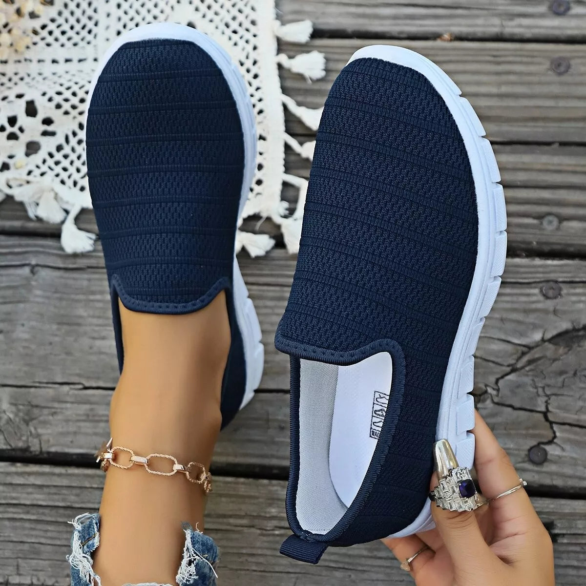 Round Toe Mesh Slip-Ons