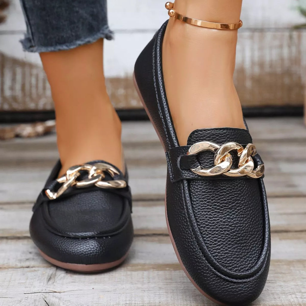 Buckle Decor Round Toe Slip-Ons