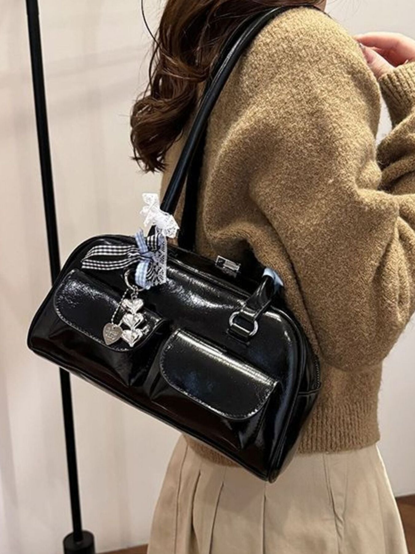 Faux Leather Shoulder Bag