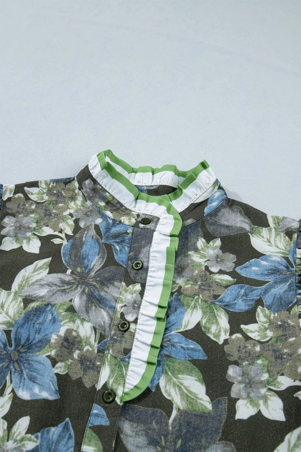 Ruffled Short Sleeve Floral Summer Blouse