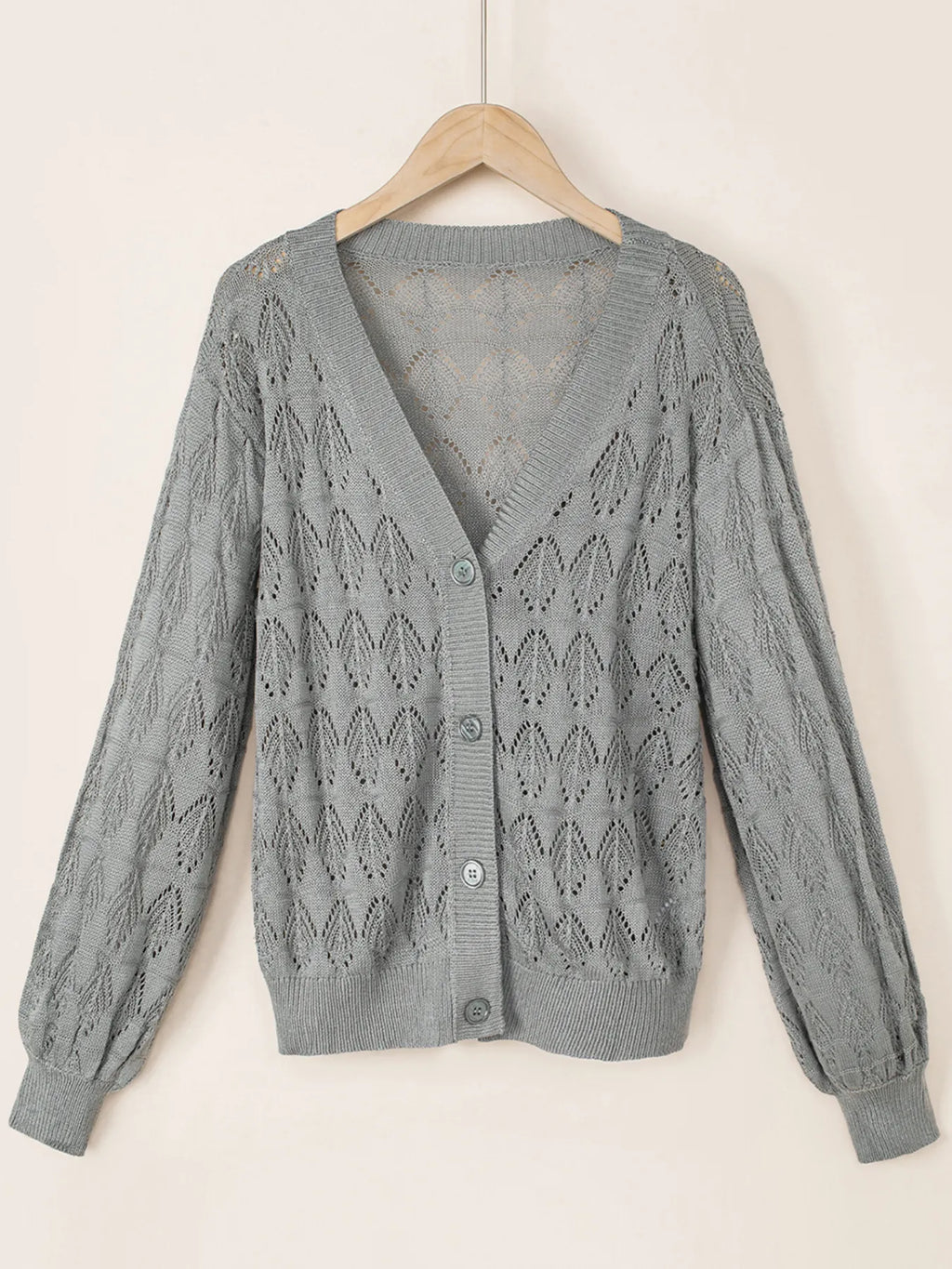 Buttoned Front Openwork Cardigan