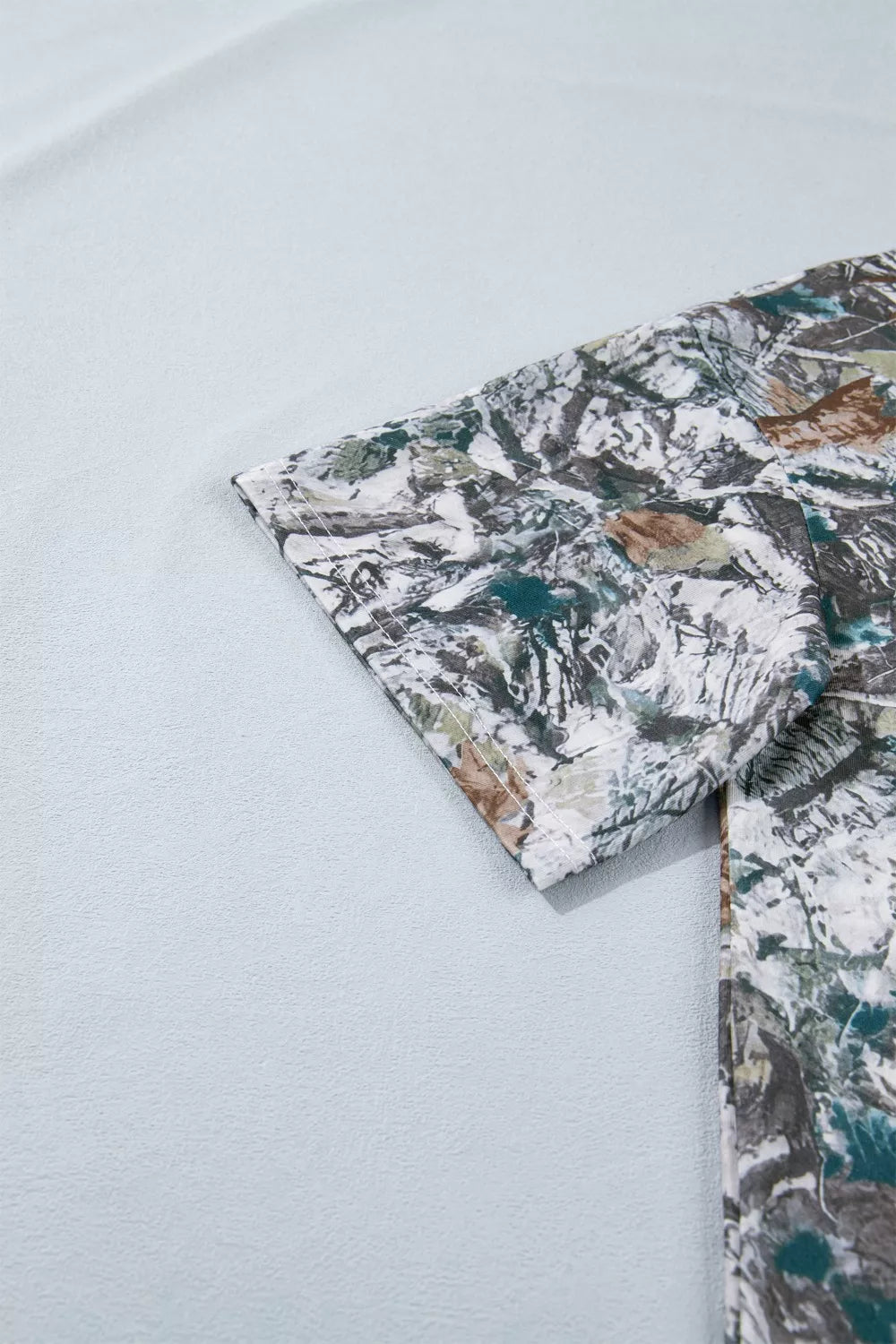 Abstract Woodland Print Tunic Henley T Shirt