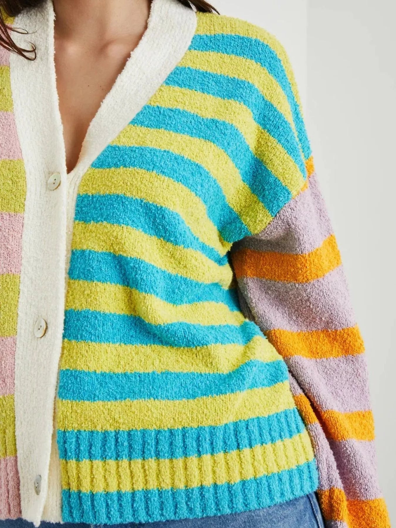 Striped Knit Button-Down Cardigan