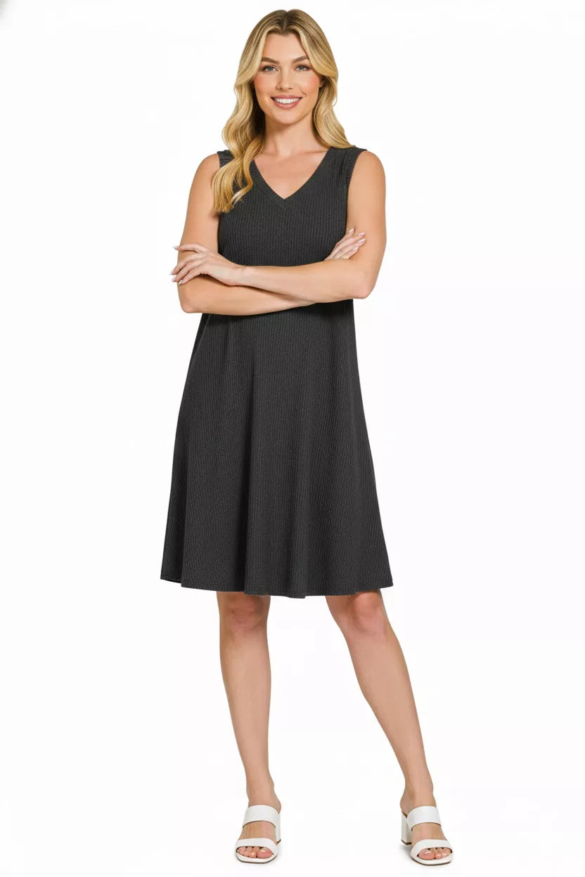 Zenana Raised Rib Sleeveless Mini Dress