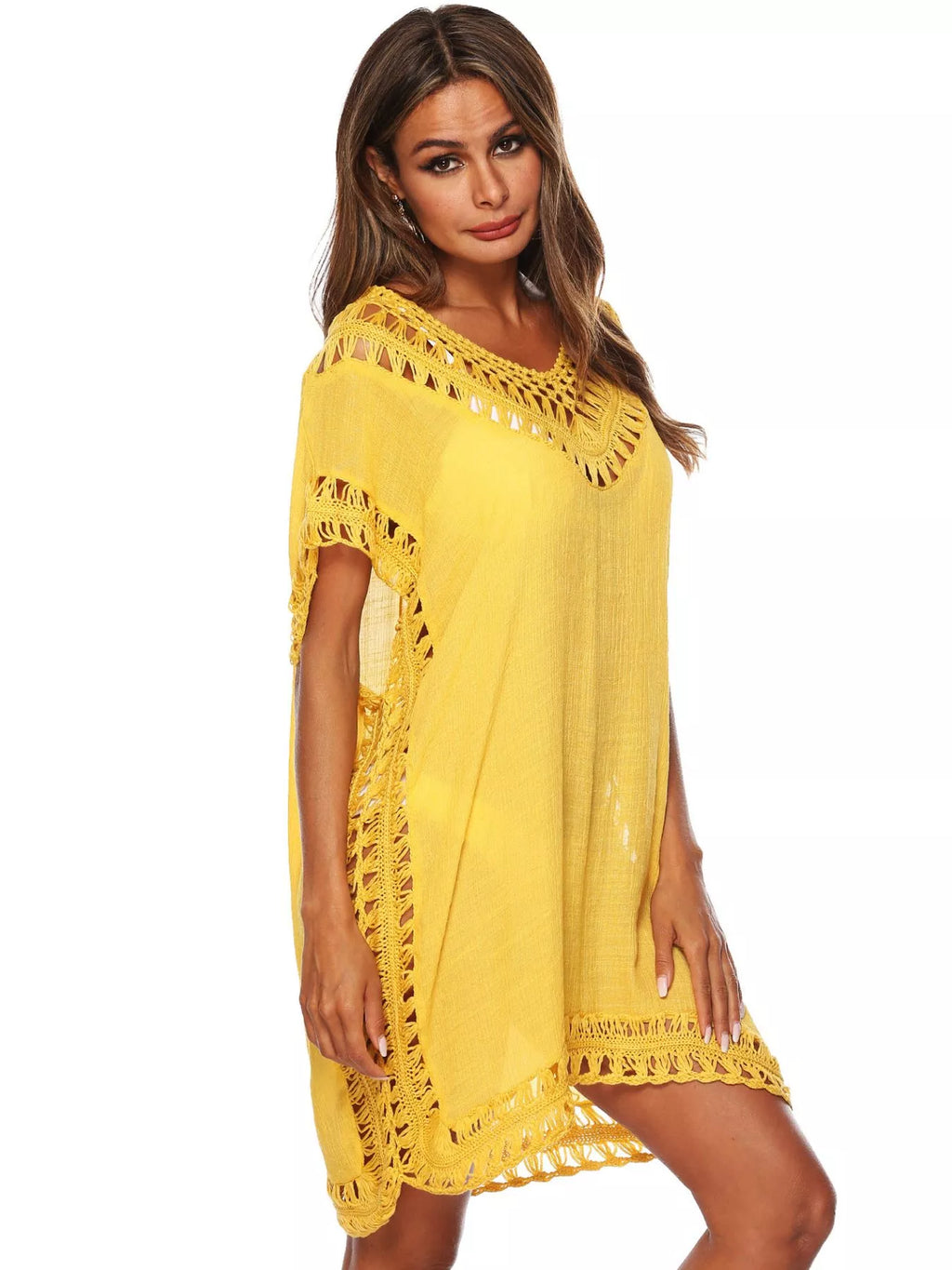 Crochet Trim V-Neck Cover-Up Dress