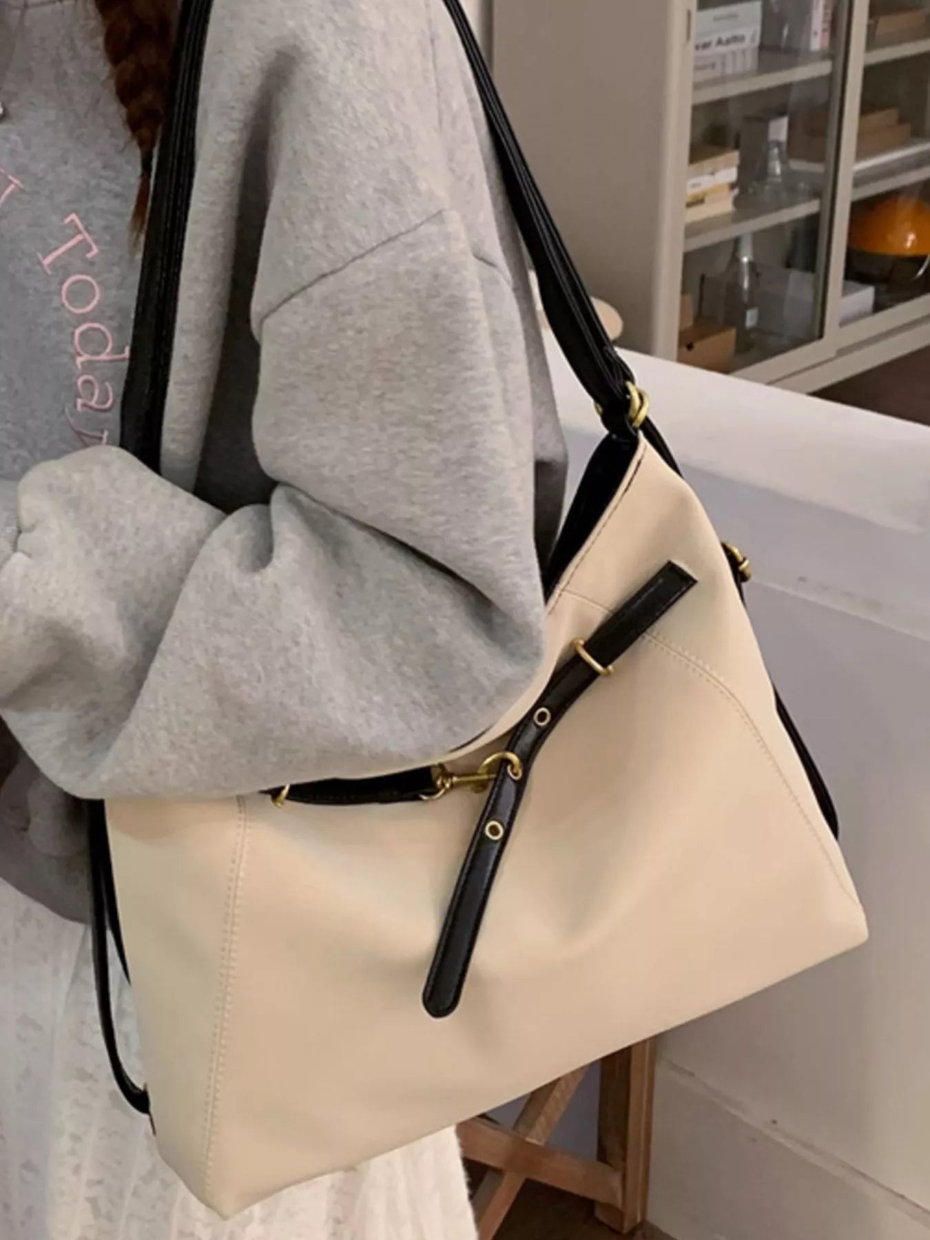 Buckle Decor Shoulder Bag
