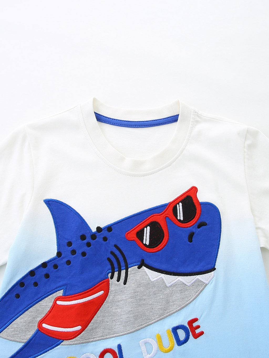 Children's Shark Embroidered Tee and Shorts Set