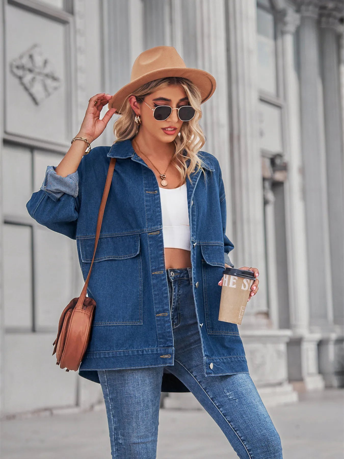 Button Up Long Sleeve Denim Jacket