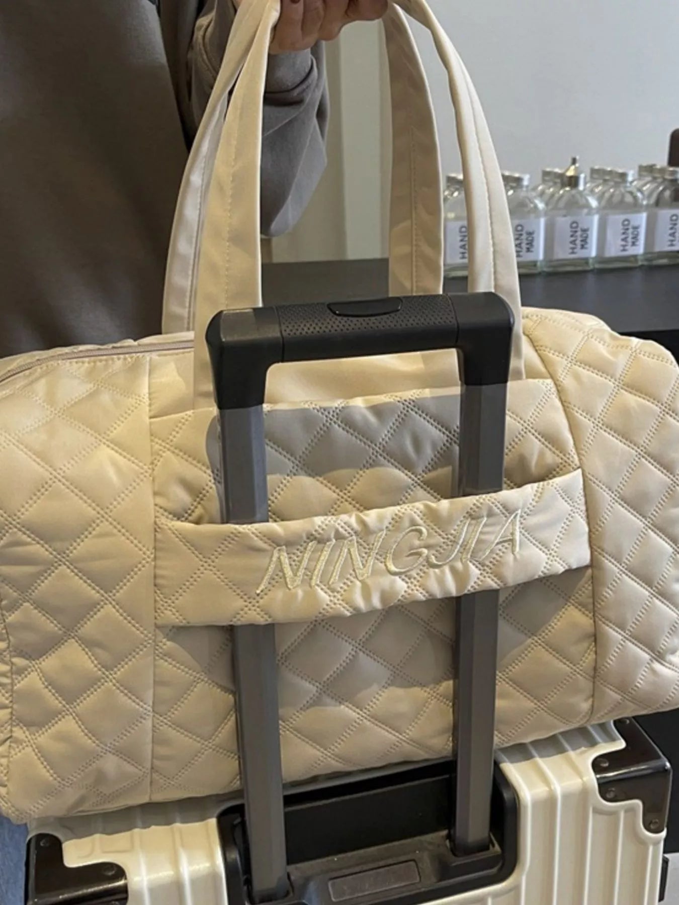 Quilted Duffel Bag with Adjustable Strap