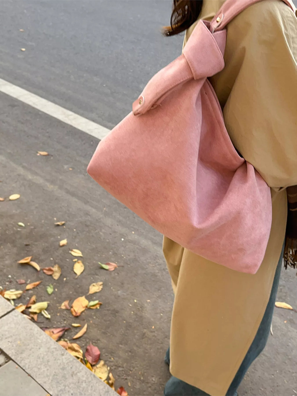 Suede Hobo Shoulder Bag
