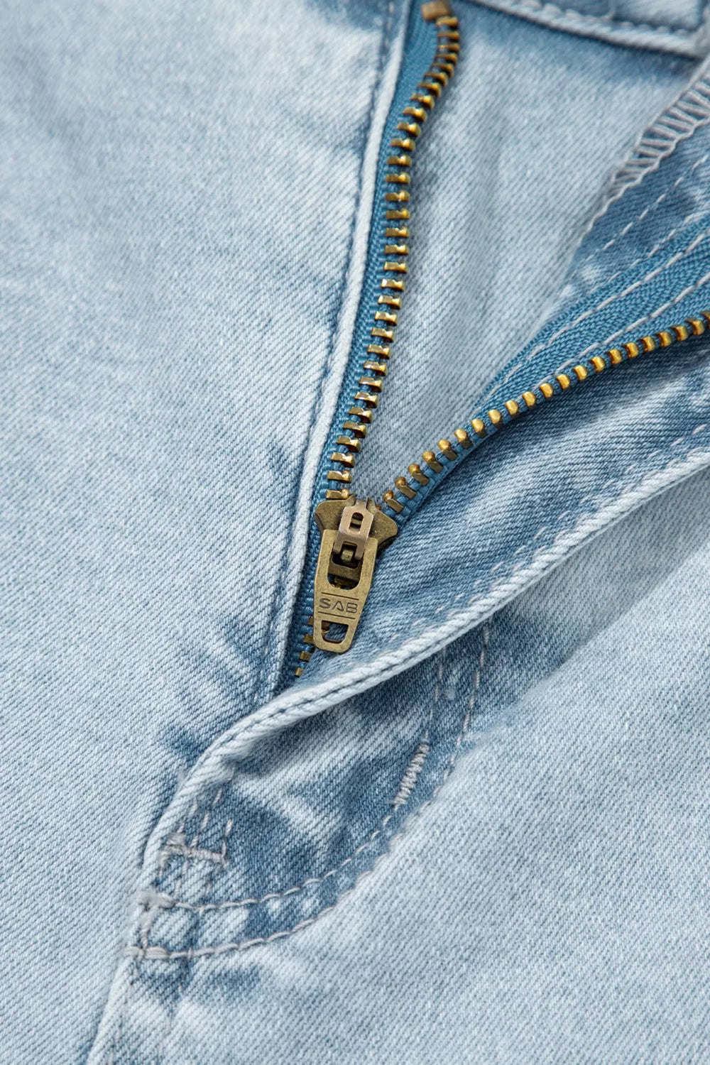 Light Wash Utility Pocket Straight Leg Jeans