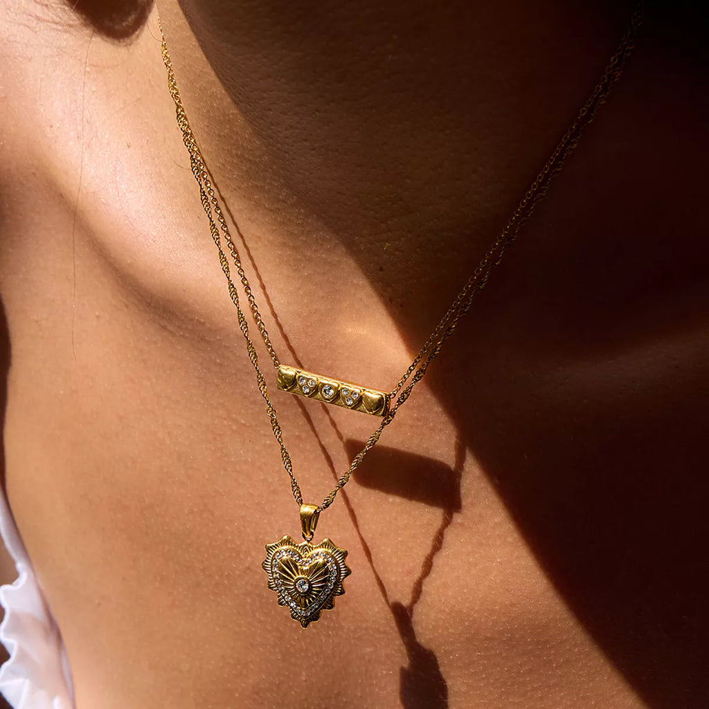 18K Gold-Plated Zircon Pendant Necklace