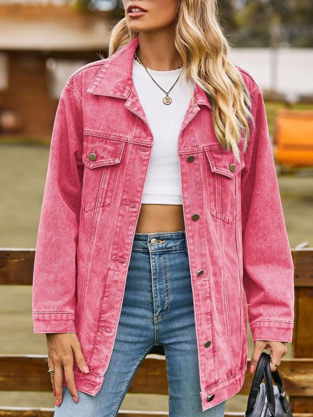 Button Down Washed Denim Jacket
