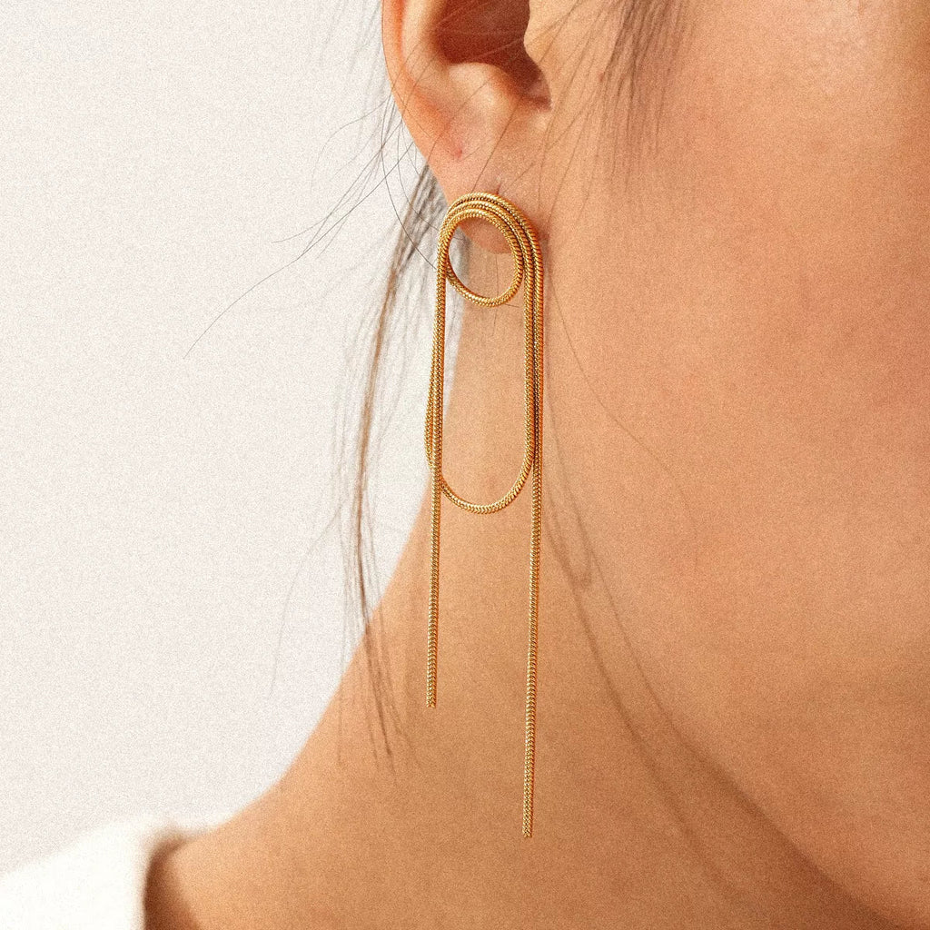 18K Gold-Plated Hoop Chain Earrings