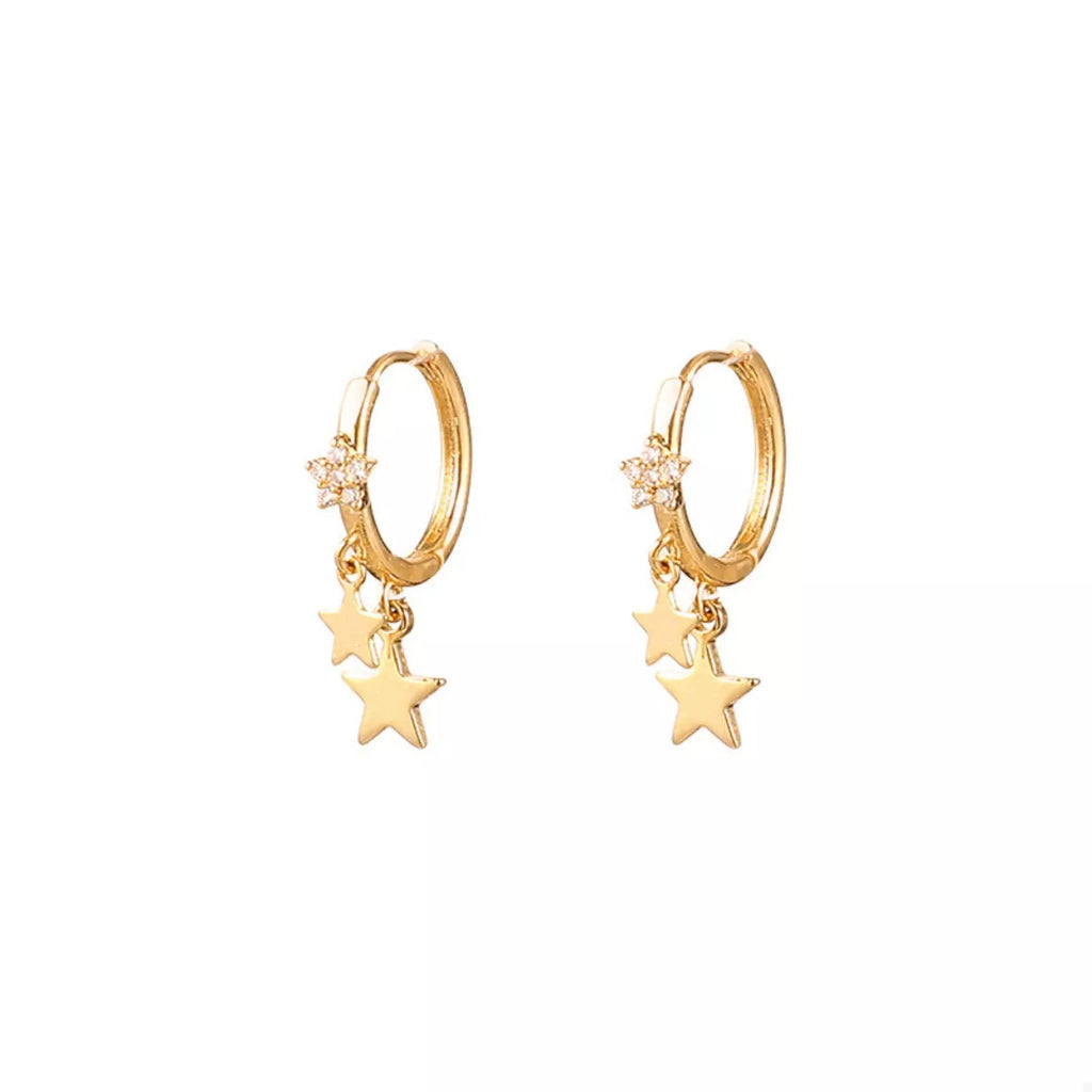 18K Gold-Plated Star Charm Hoop Earrings
