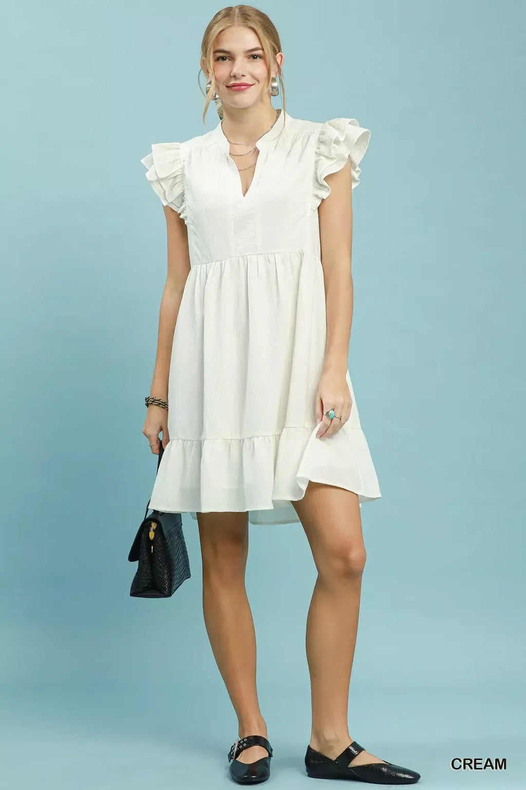 Umgee Ruffle Sleeve Babydoll Dress