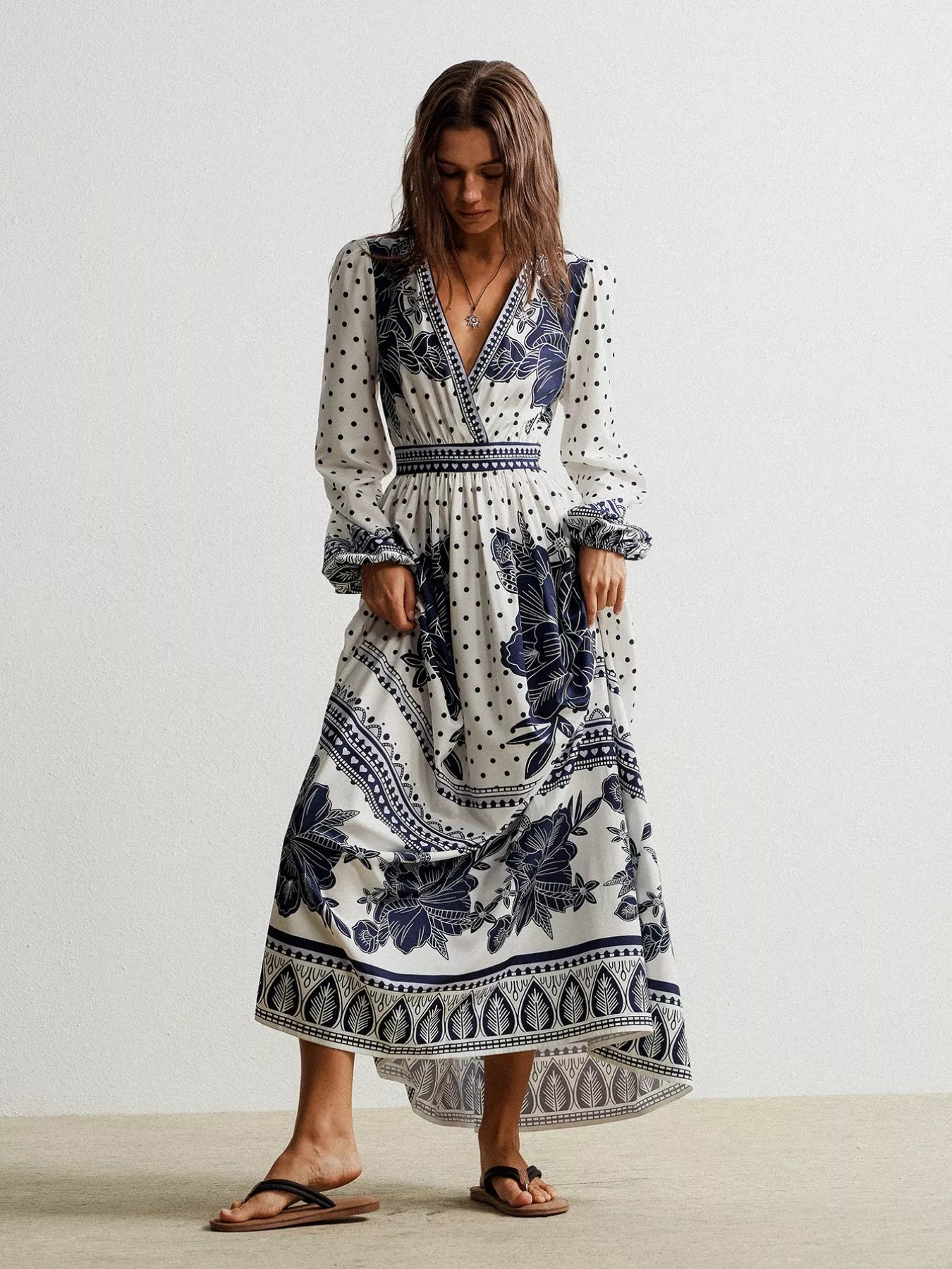 Floral Print Long Sleeve Maxi Dress