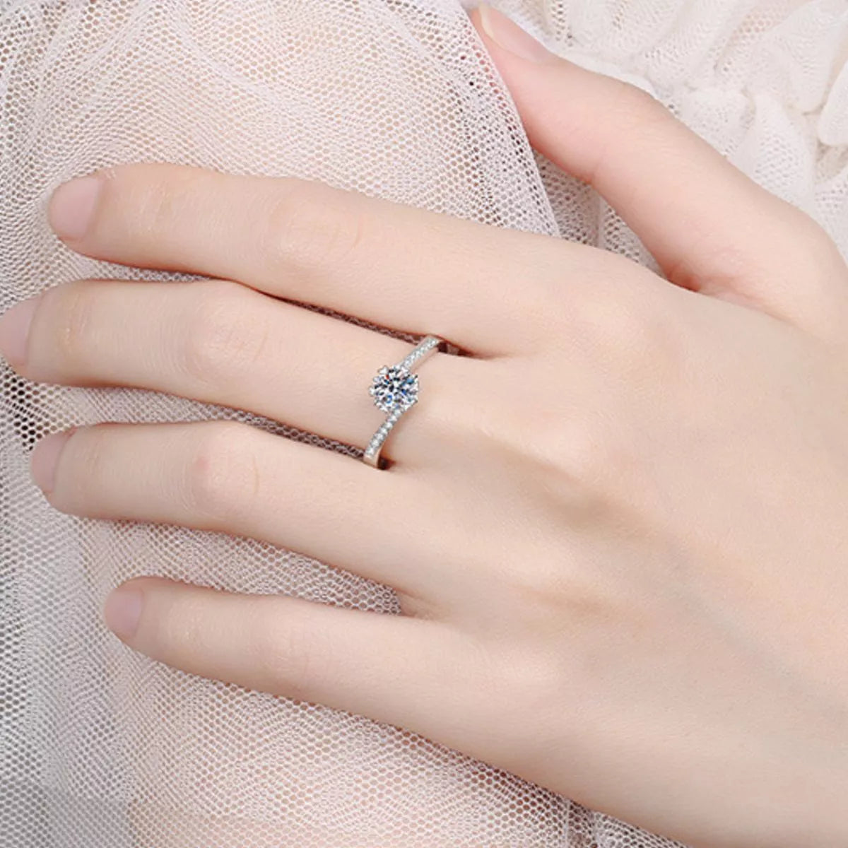 1 Carat 925 Sterling Silver Moissanite Ring
