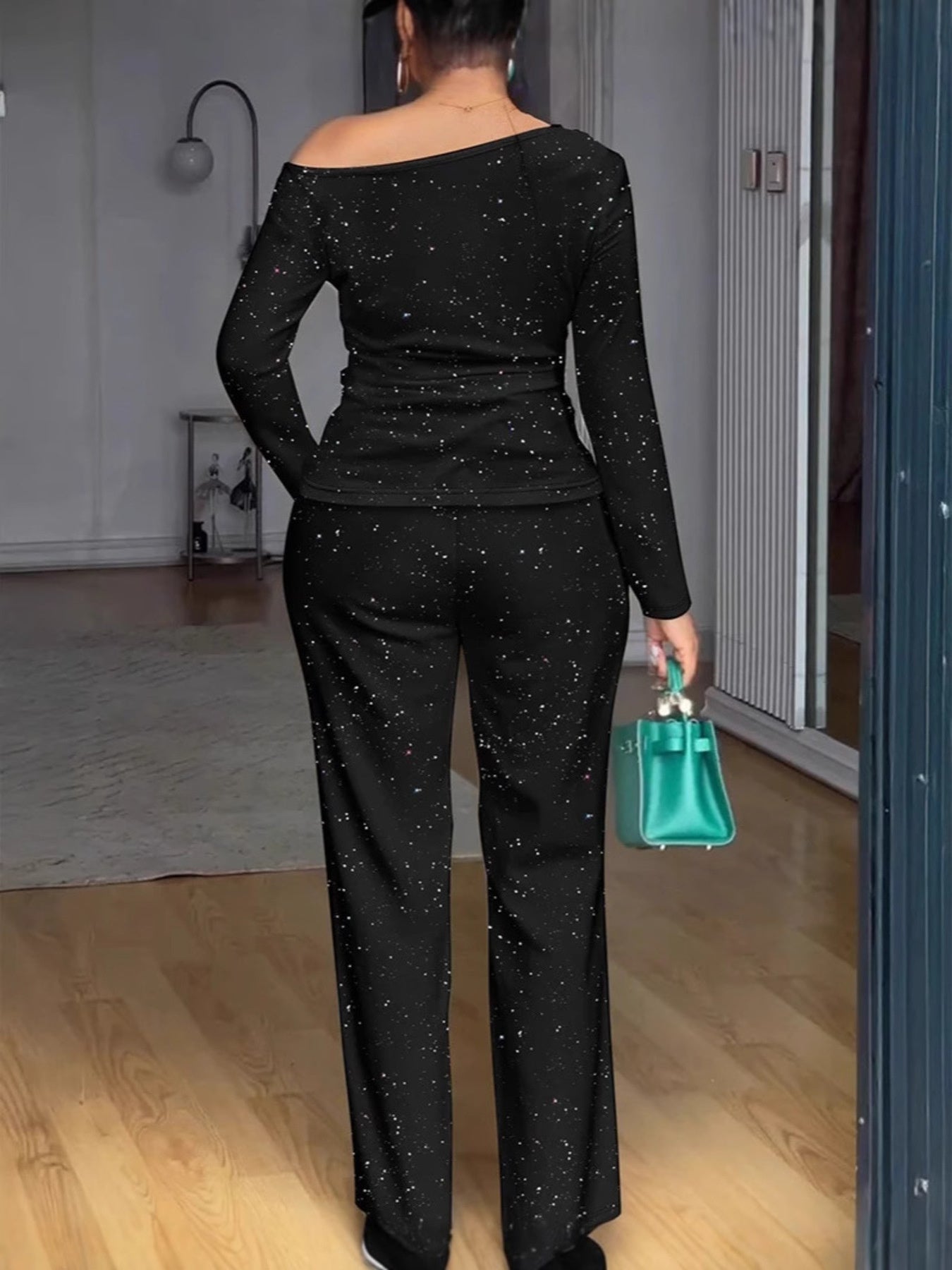 Glitter Long Sleeve Top and Pants Set