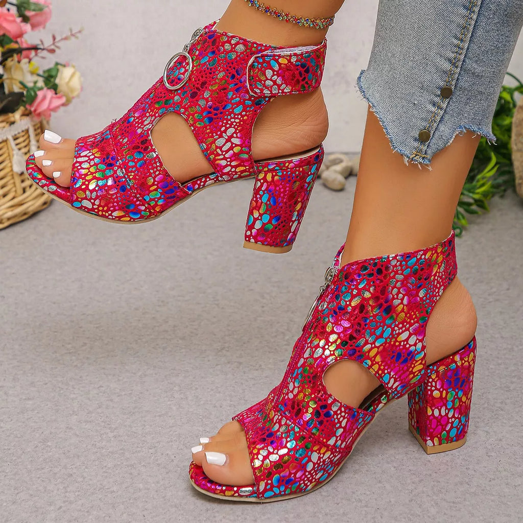 Open Toe Block Heels Sandals