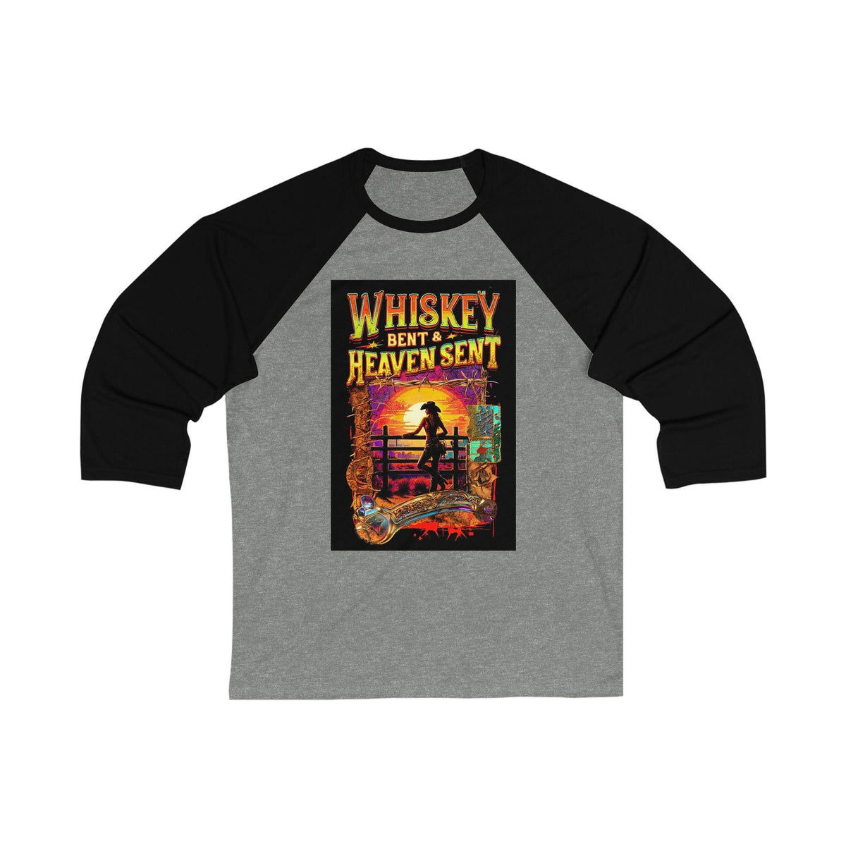 Whiskey Bent and Heaven Sent 3\4 Sleeve Baseball Tee