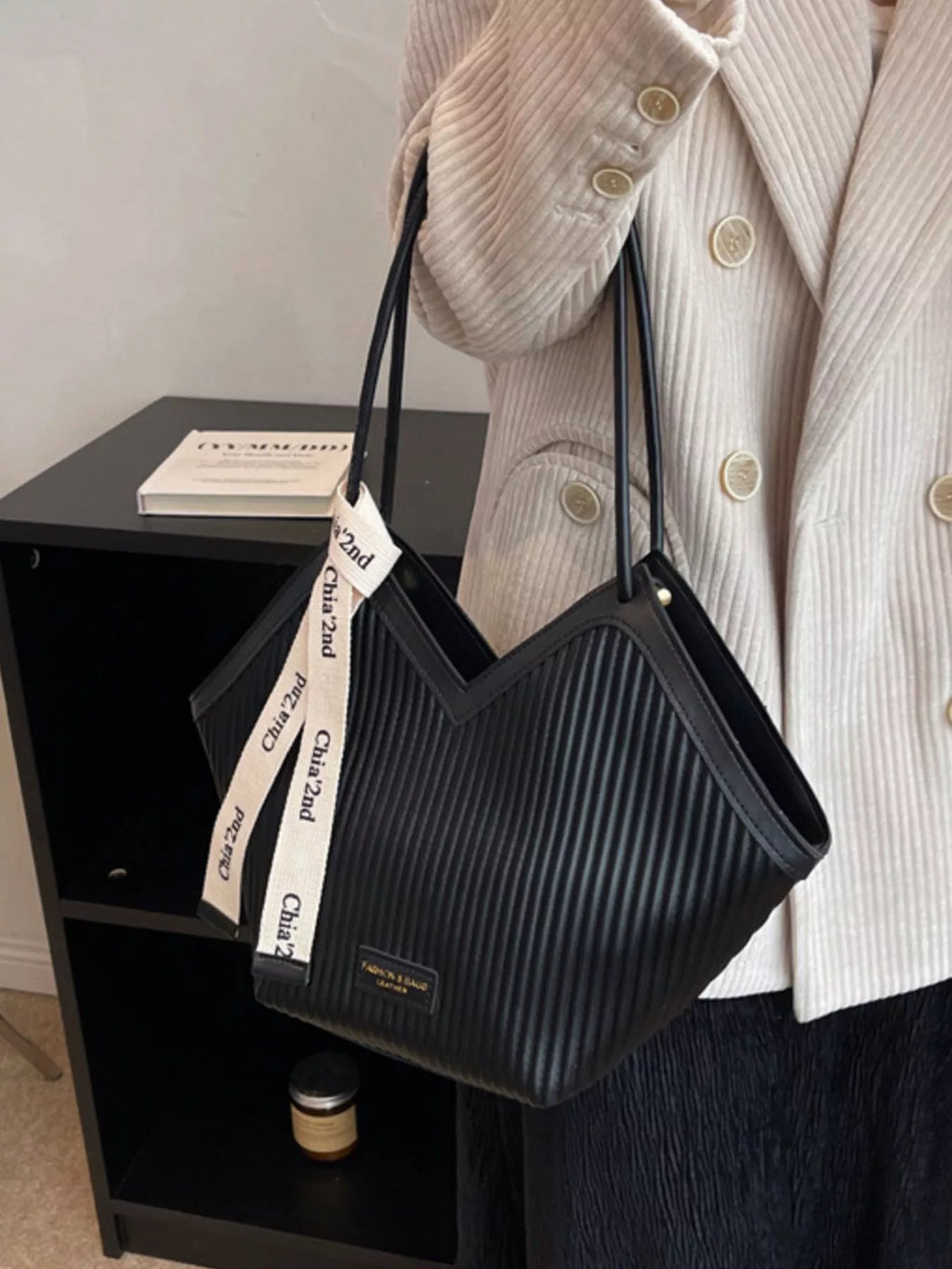 Textured Leather Shoulder Bag