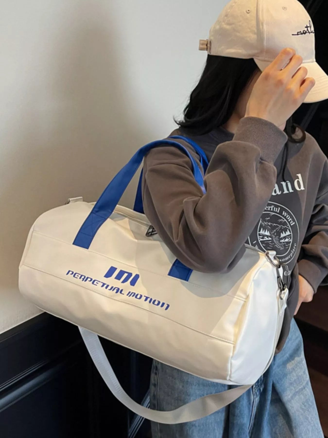 Sporty Duffel Bag with Shoulder Strap
