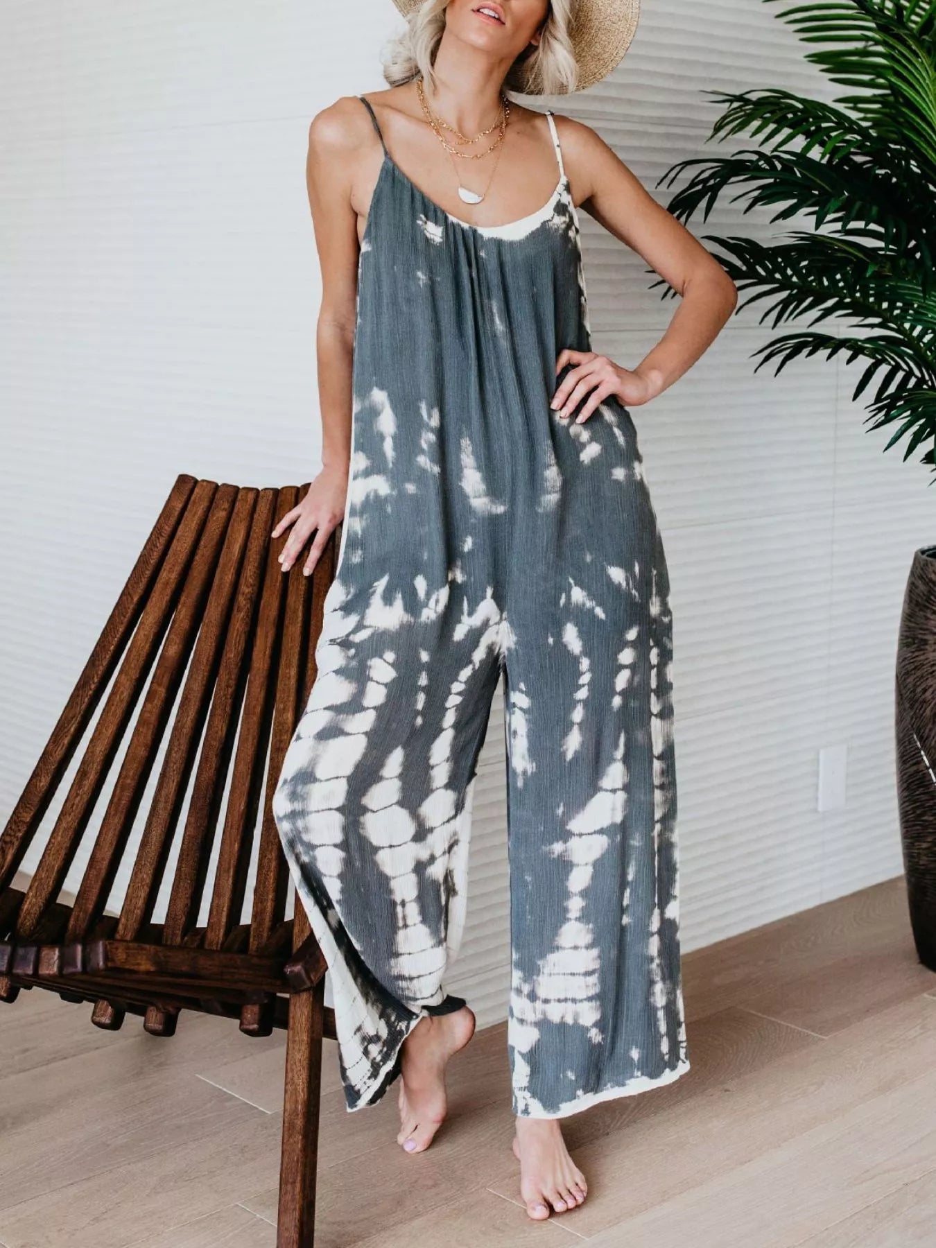 Full Size Tie-Dye Wide Leg Jumpsuit Plus Size