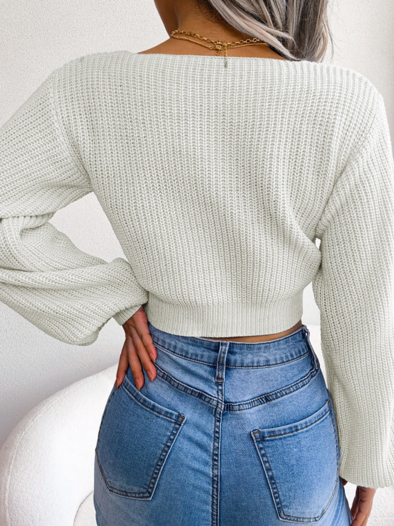 Tie-Front Cropped Sweater