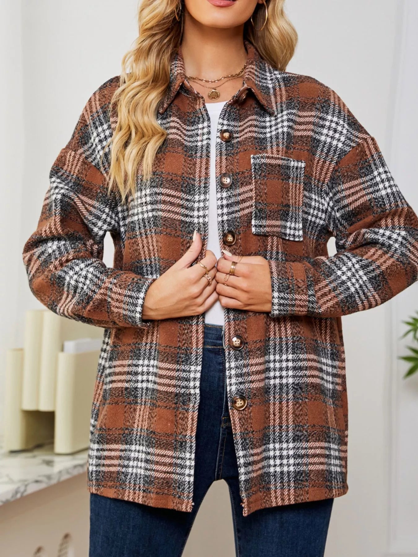 Plaid Button-Up Shirt