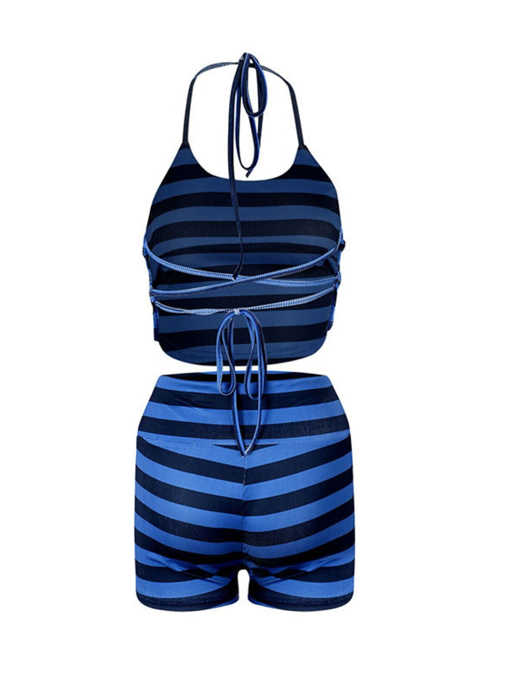 Striped Halter Neck Top and Shorts Set