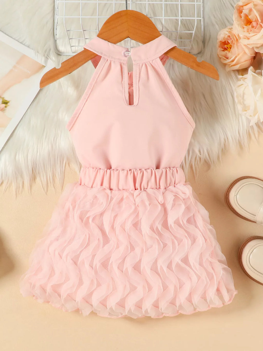 Children's Pearl Bowknot Top and Skirt Set