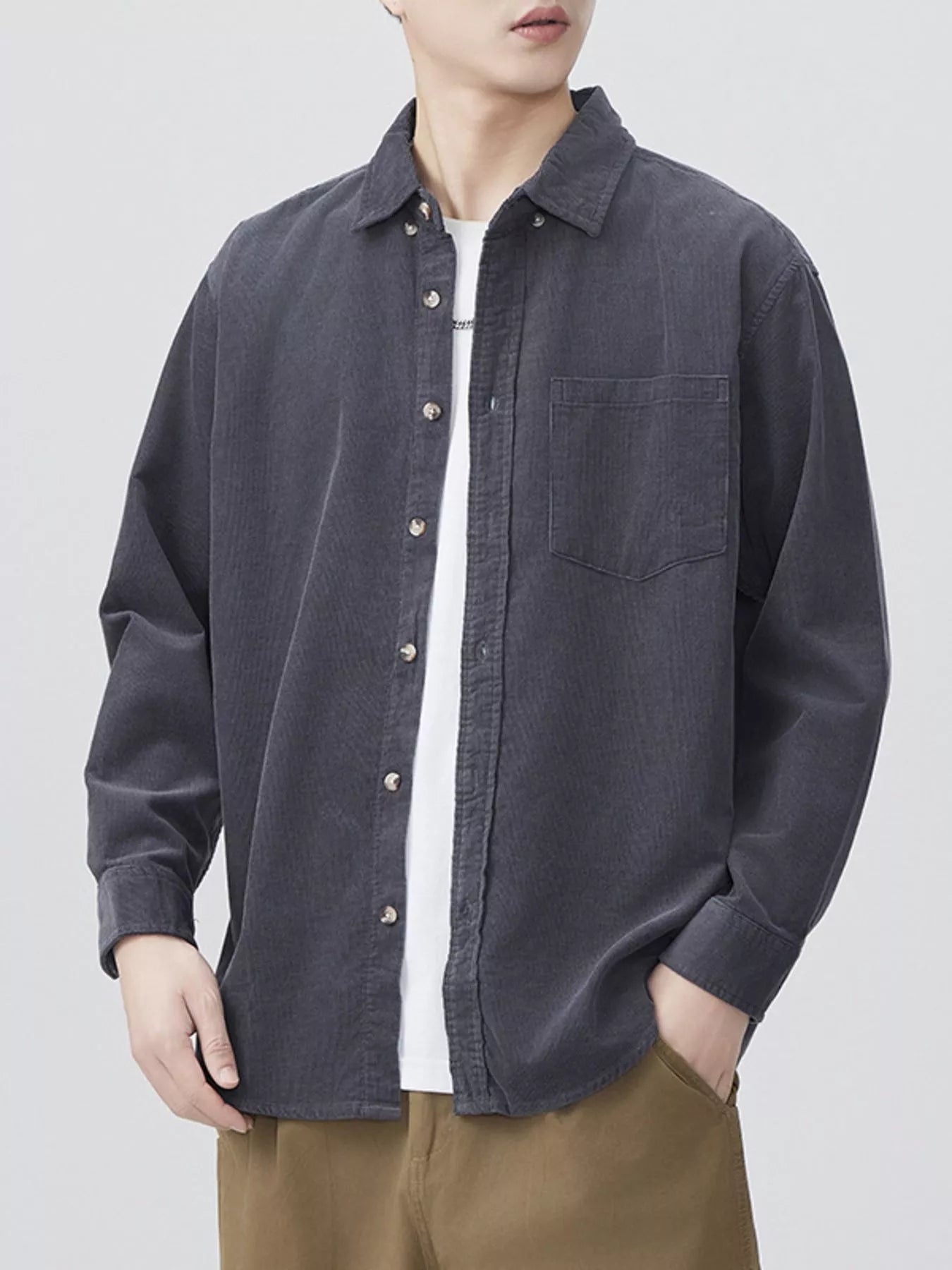 Men's Plus Size Button Up Long Sleeve Shirt
