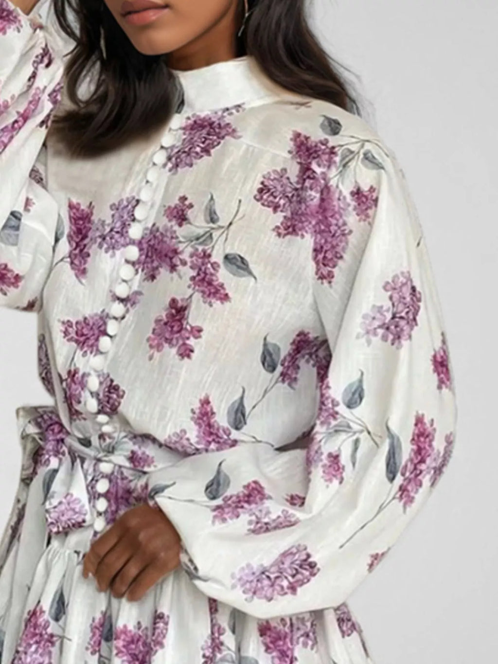 Full Size Floral Print Tie Waist Mini Dress Plus Size