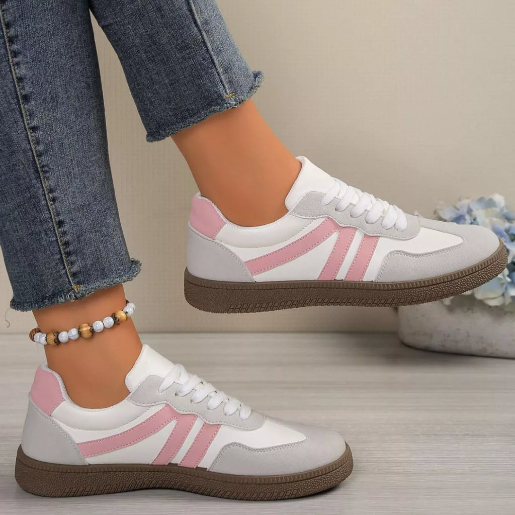 Striped Lace-Up Casual Sneakers