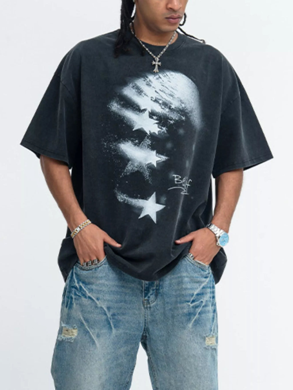 Men's Star Round Neck T-Shirt