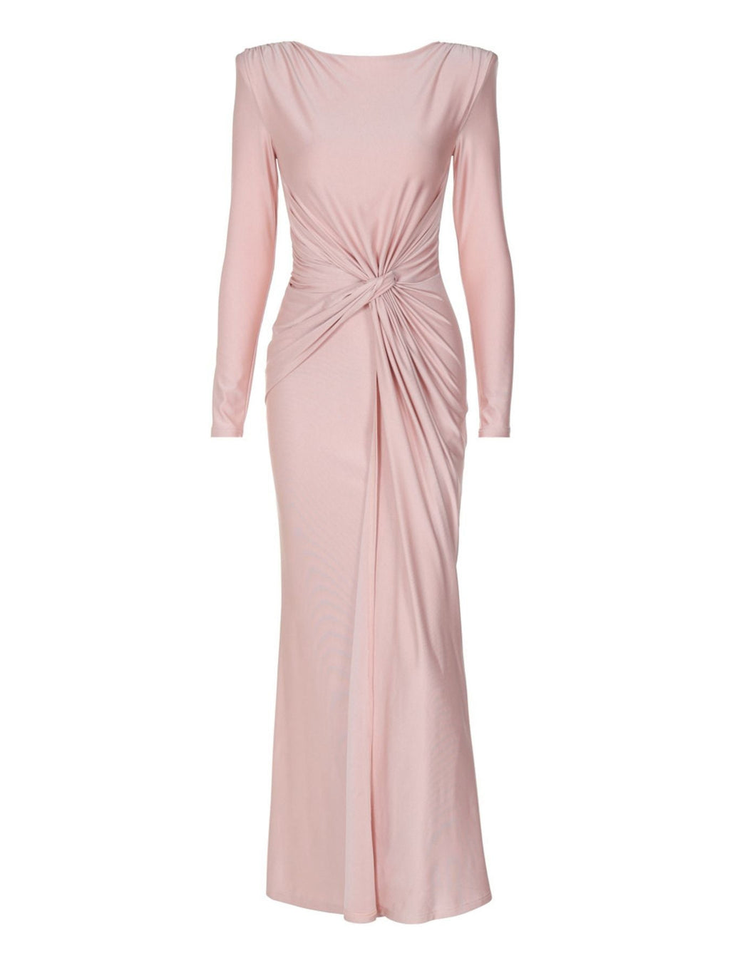 Ruched Knot Front Long Sleeve Maxi Dress