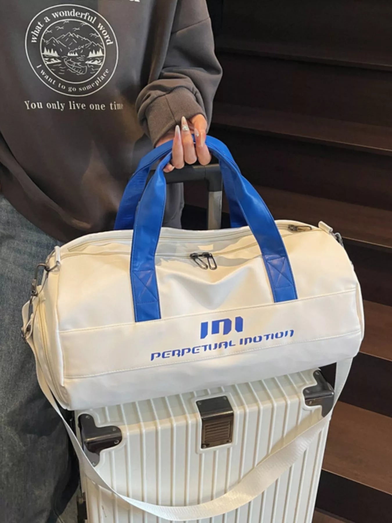 Sporty Duffel Bag with Shoulder Strap
